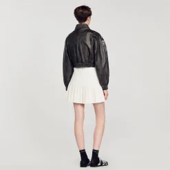 Blouson En Cuir Orné De Cristaux