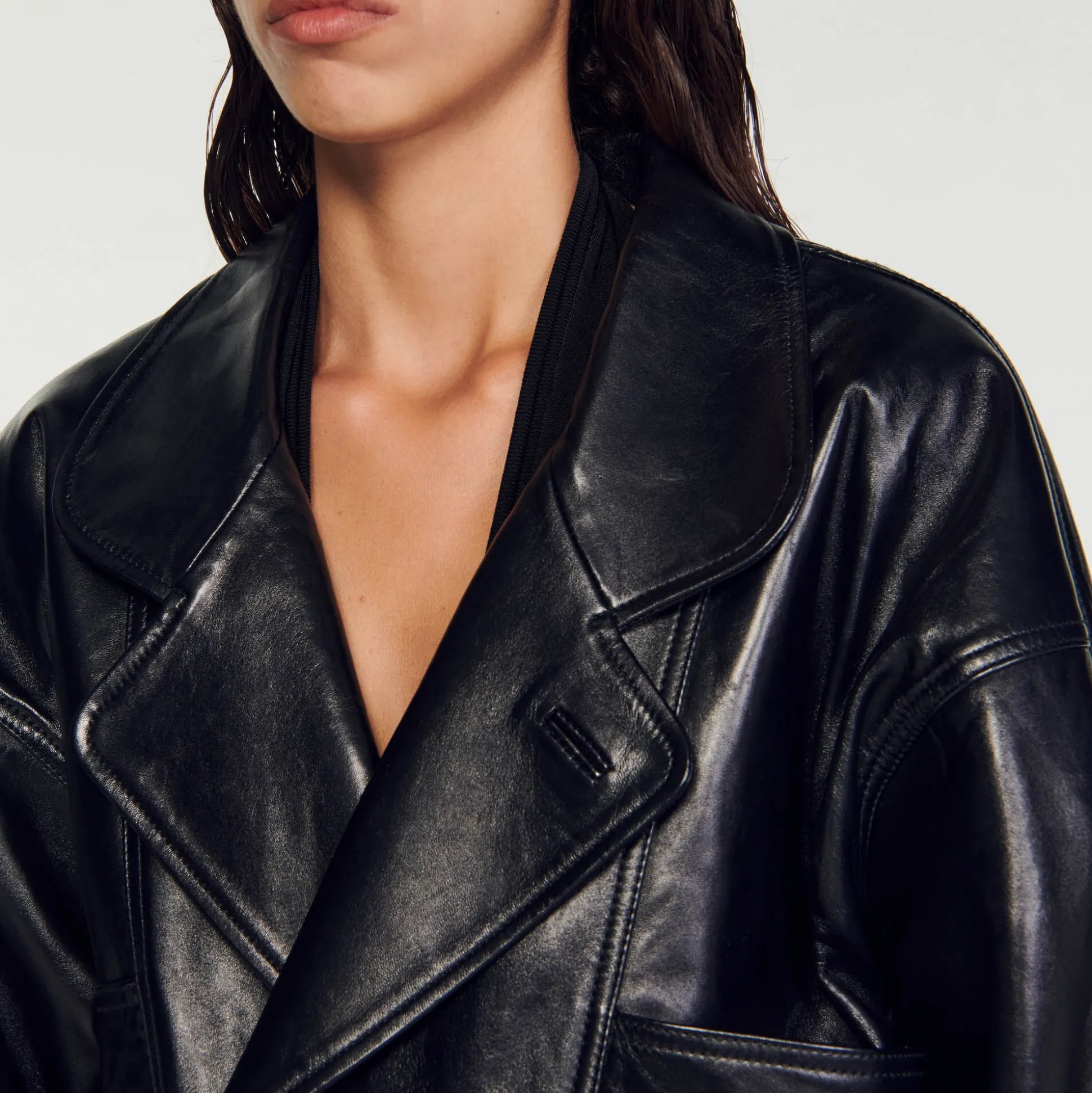 Blouson En Cuir Oversize