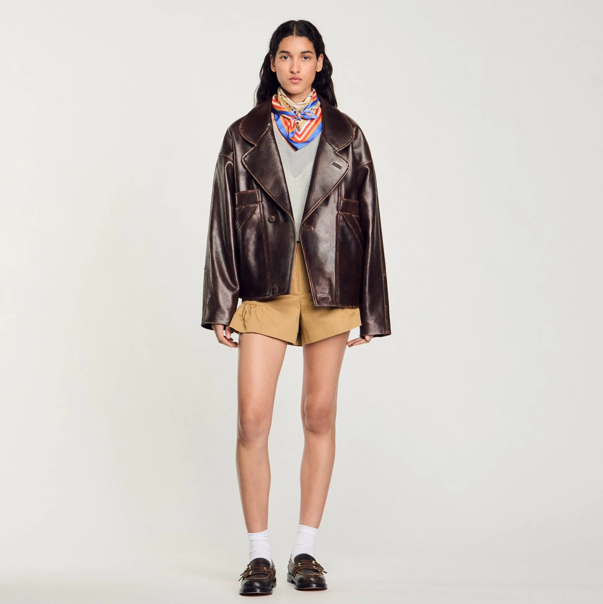 Blouson En Cuir Oversize