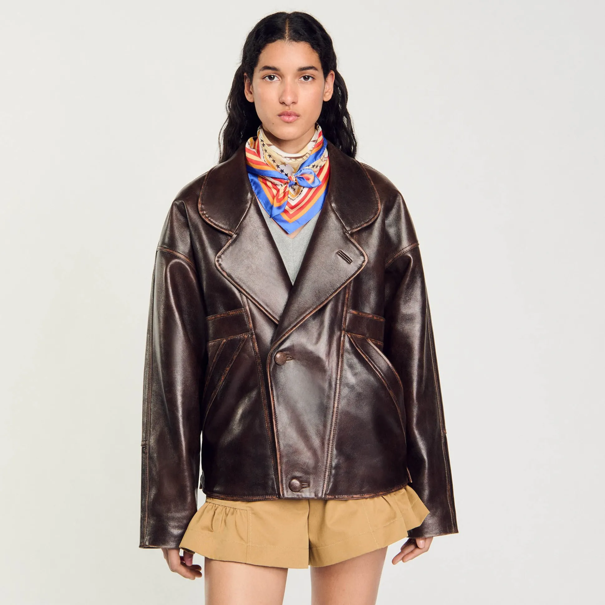 Blouson En Cuir Oversize