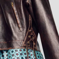 Blouson En Cuir Vieilli