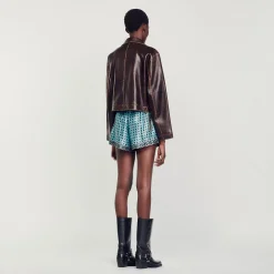 Blouson En Cuir Vieilli