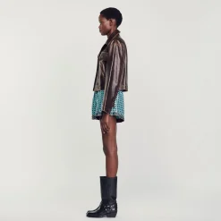 Blouson En Cuir Vieilli