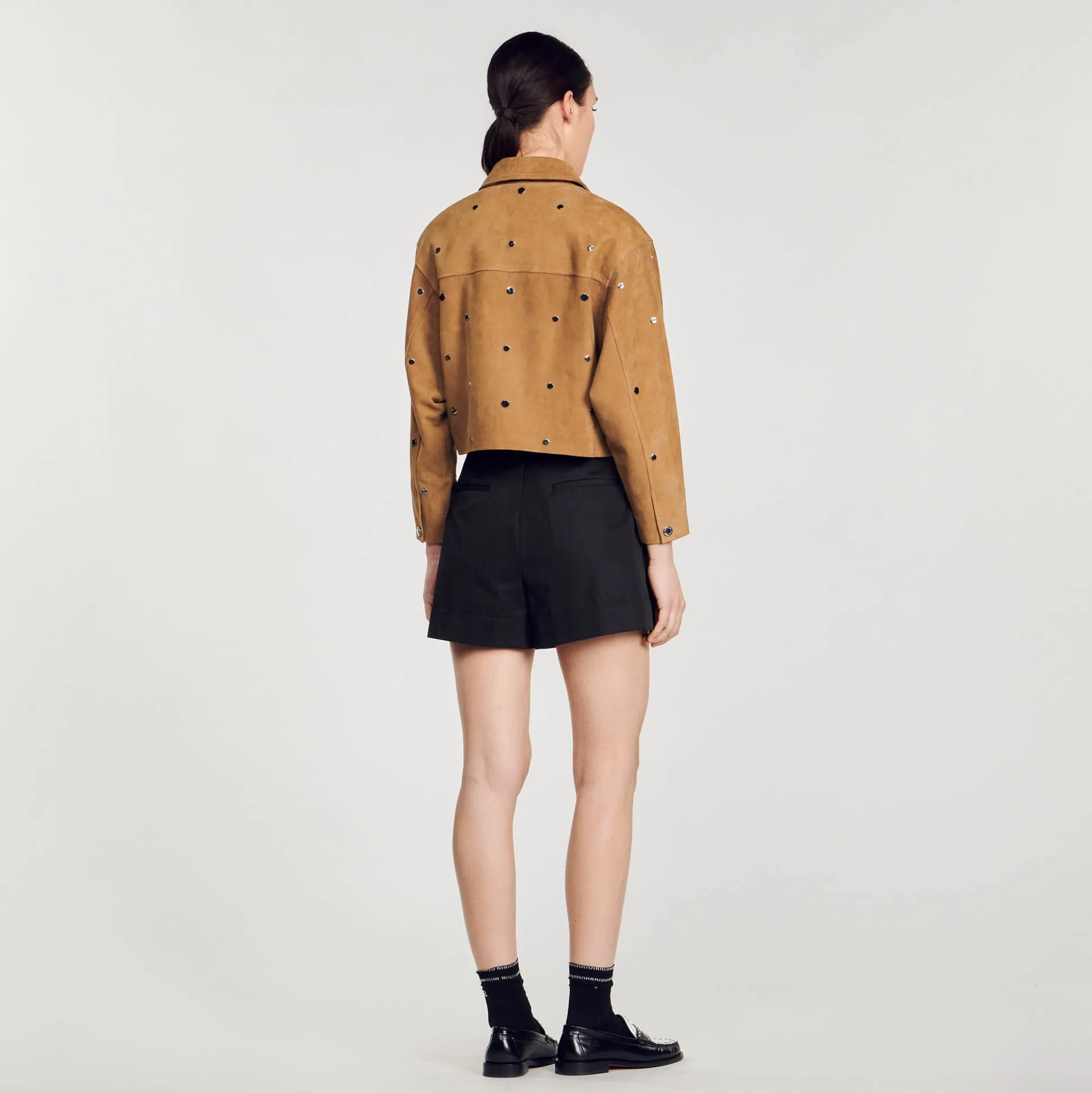 Blouson En Daim Orné De Studs