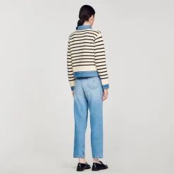 Cardicoat En Maille Rayée Et Denim
