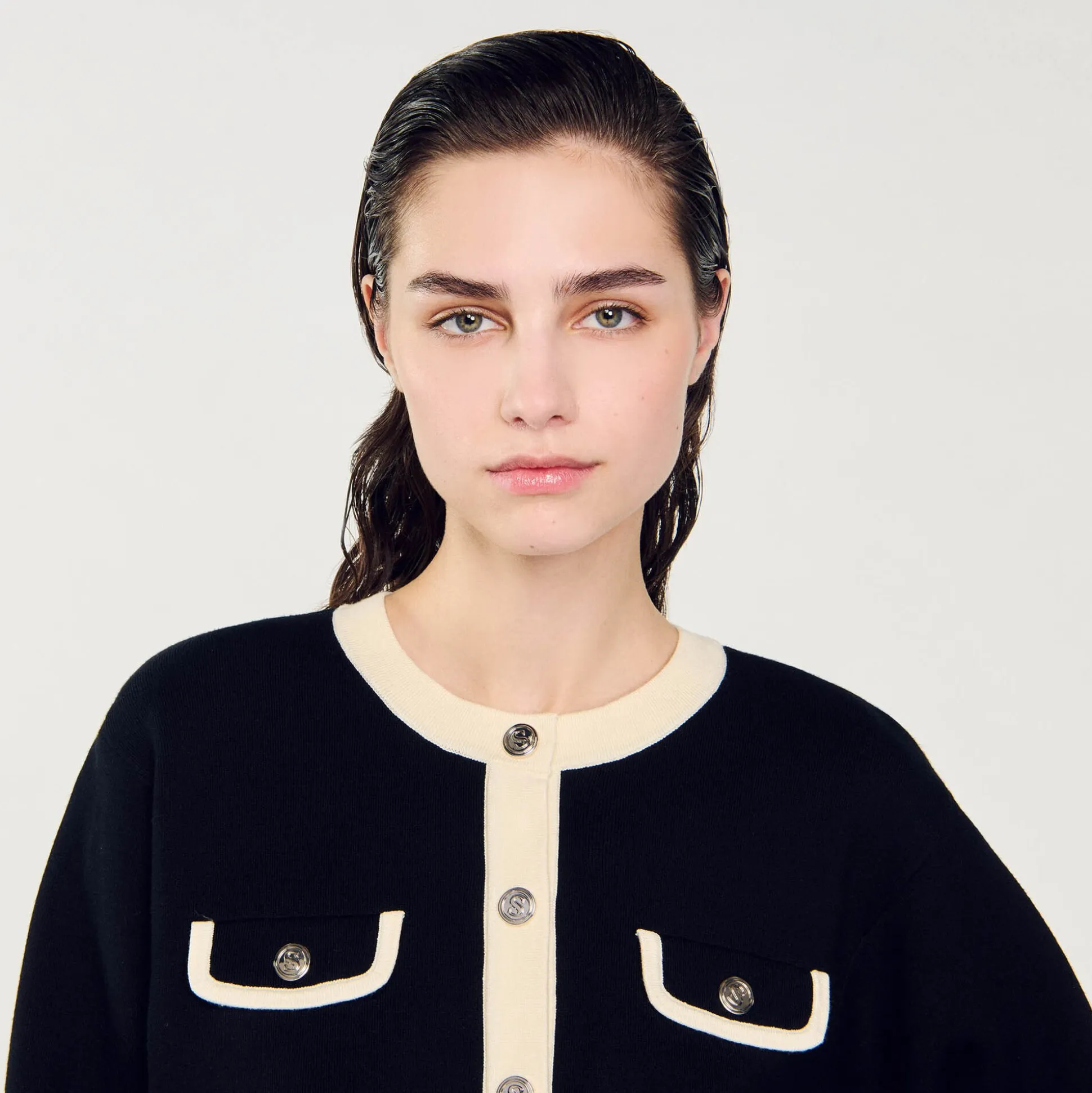 Cardigan Bicolore à Boutons
