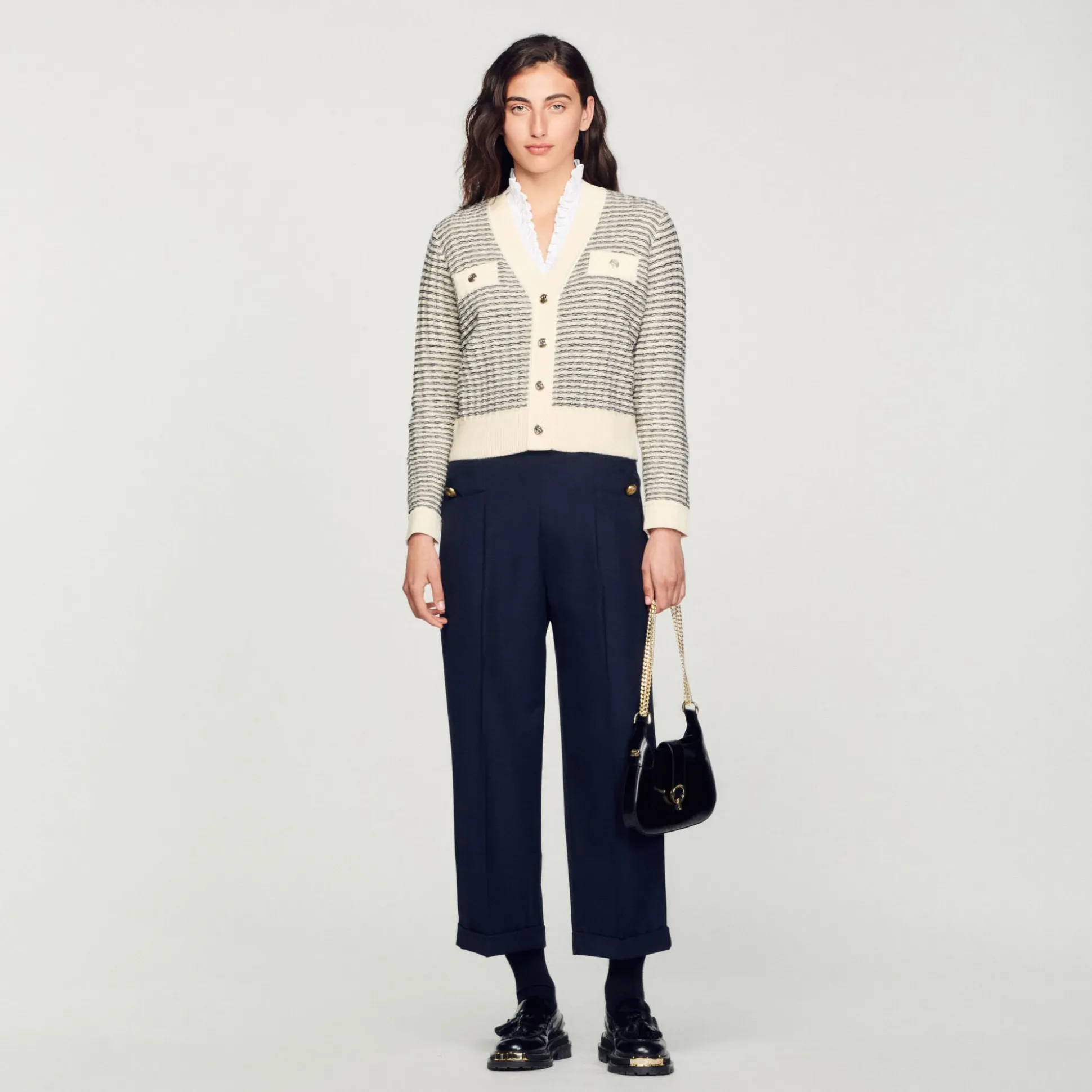 Cardigan En Maille à Rayures