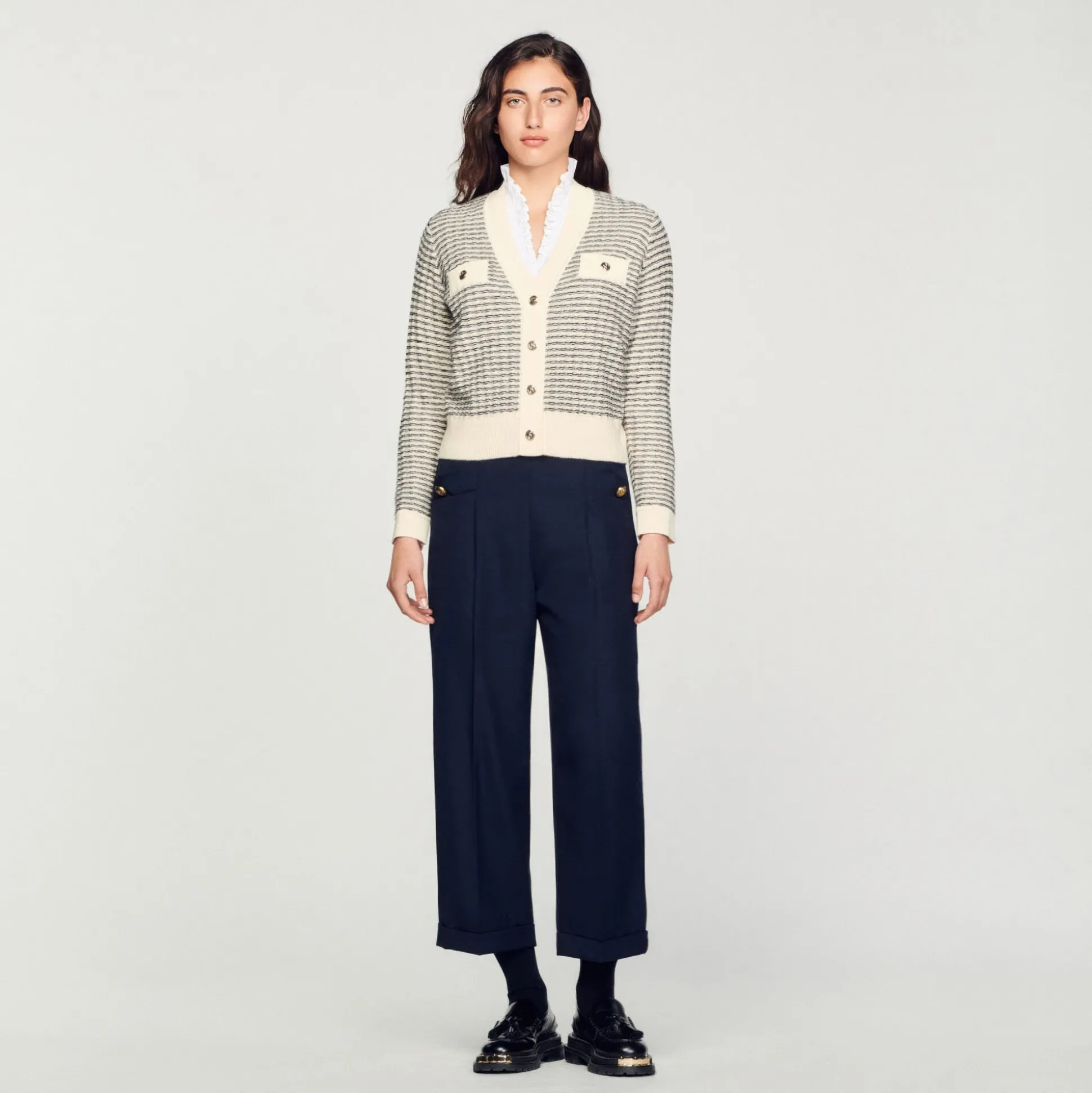 Cardigan En Maille à Rayures