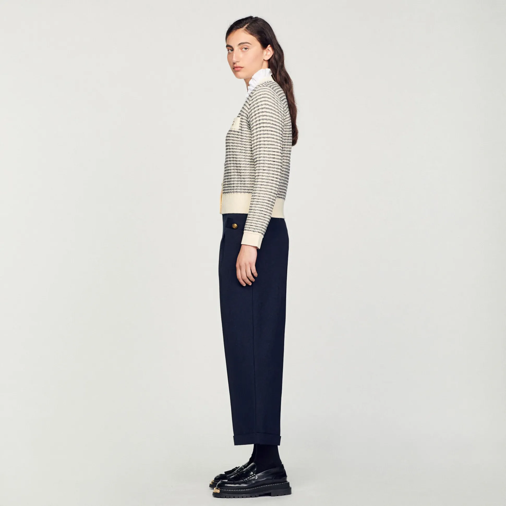 Cardigan En Maille à Rayures