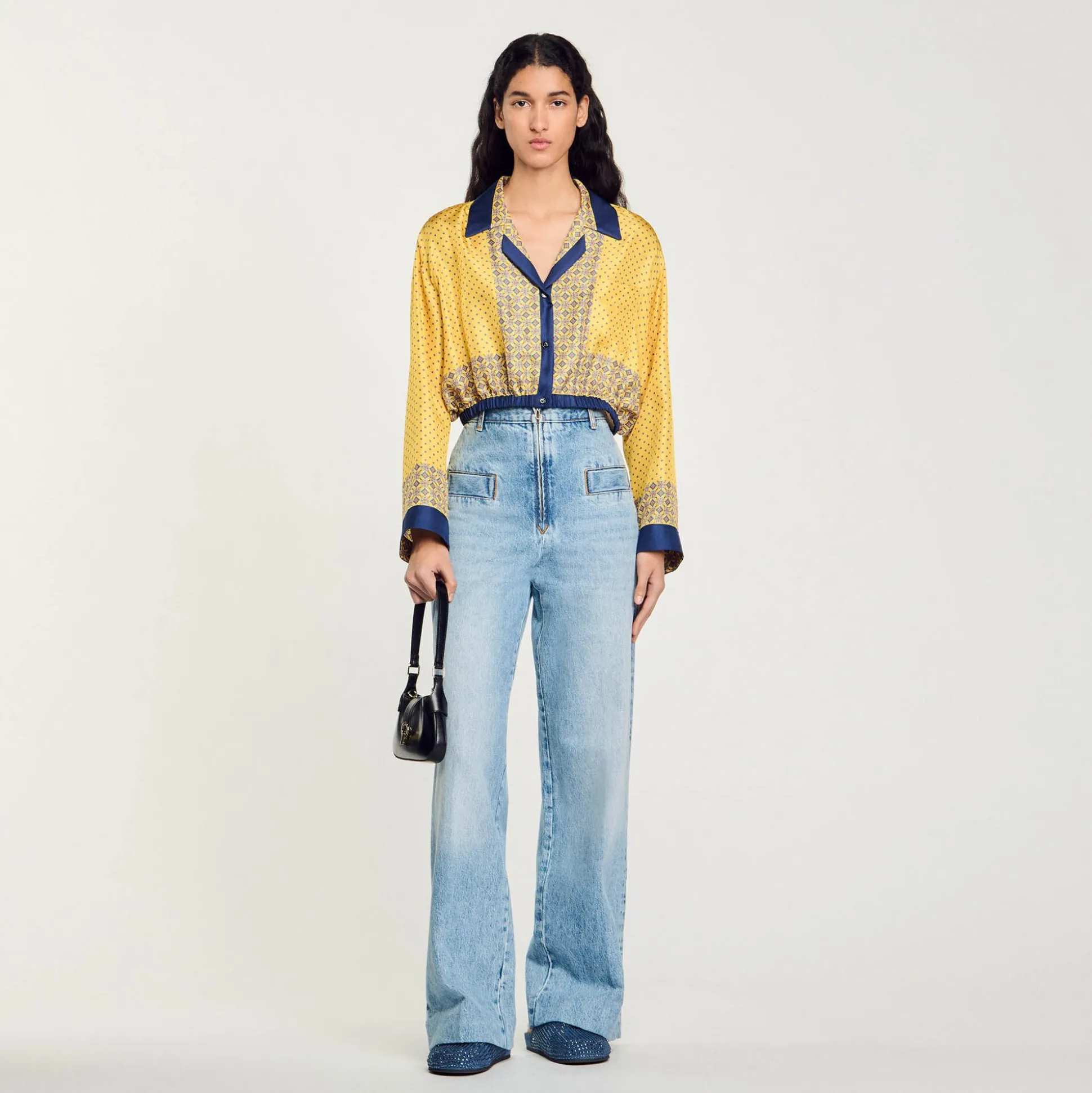Chemise Courte En Soie Imprimée