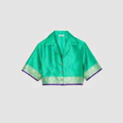 Chemise Courte Jacquard Strass