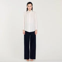 Chemise En Soie à Col Froncé