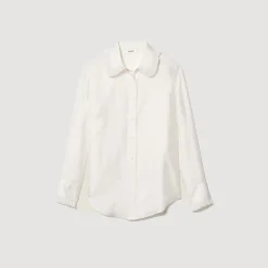 Chemise En Soie Avec Col Bordé De Plissé