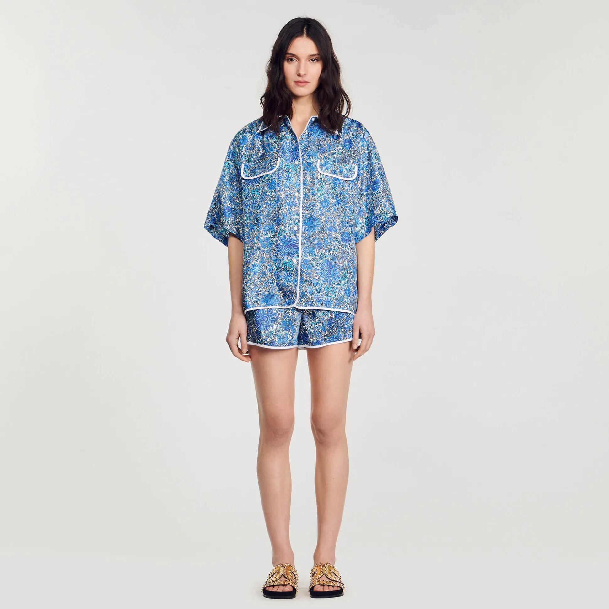 Chemise Large En Soie à Imprimé Fleuri