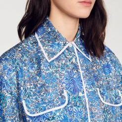 Chemise Large En Soie à Imprimé Fleuri