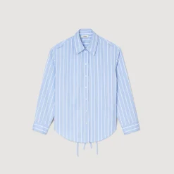 Chemise Rayée à Dos Ouvert En Dentelle