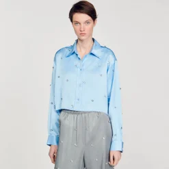 Chemise Satinée Ornée De Strass