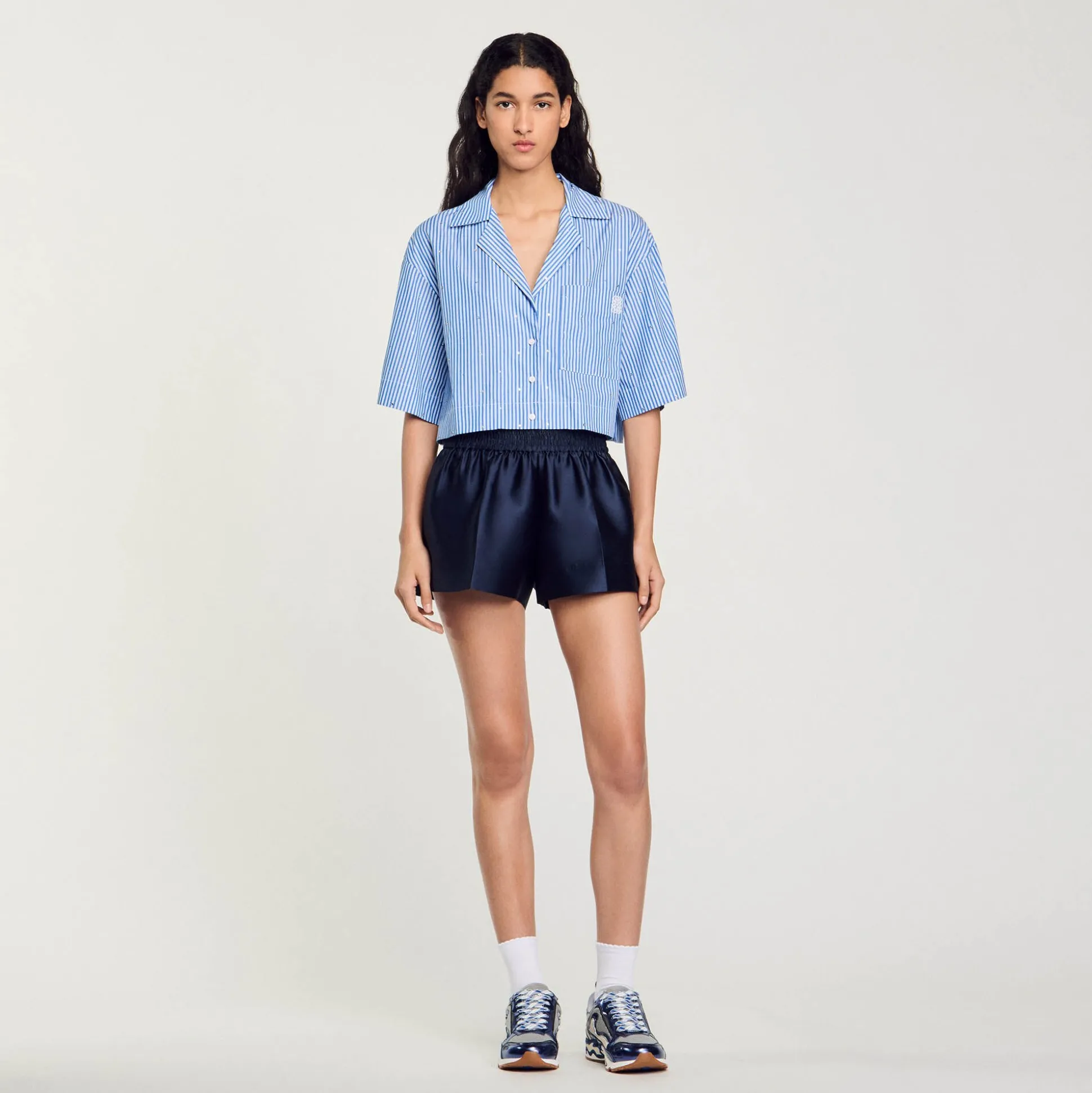 Chemise Strassée à Manches Courtes