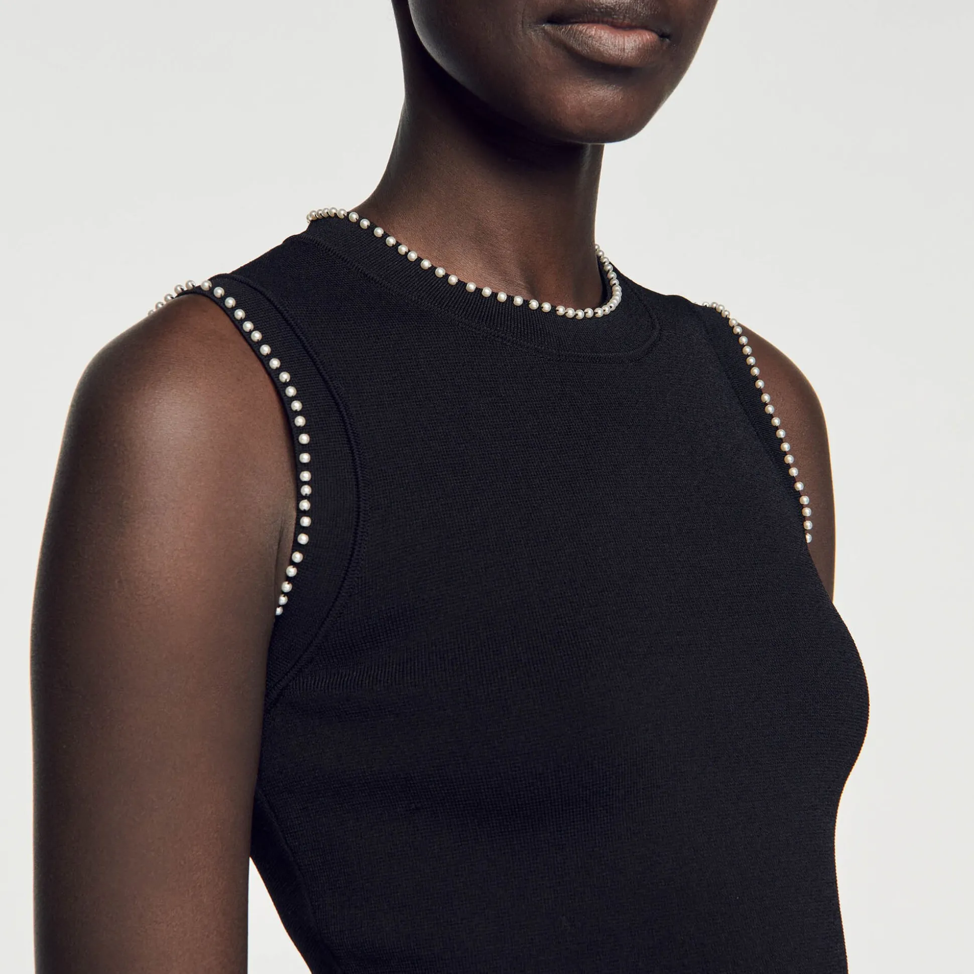 Débardeur En Maille Orné De Perles