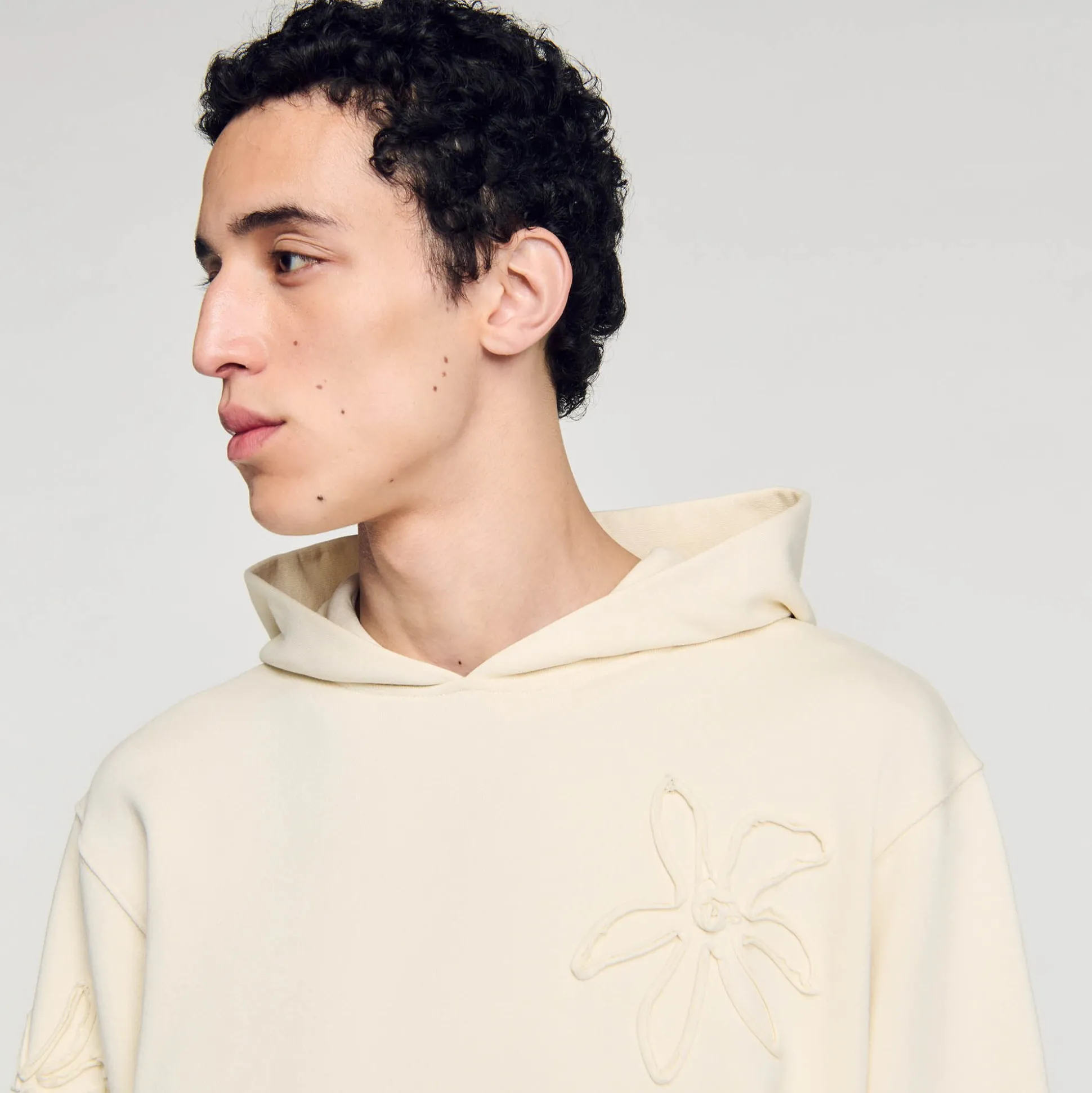 Hoodie à Capuche Orné De Fleurs