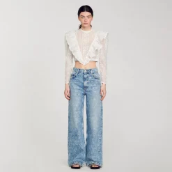 Jean Large Orné De Cœurs En Strass