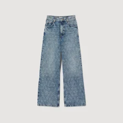 Jean Large Orné De Cœurs En Strass