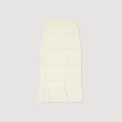 Jupe Midi En Maille Ajourée