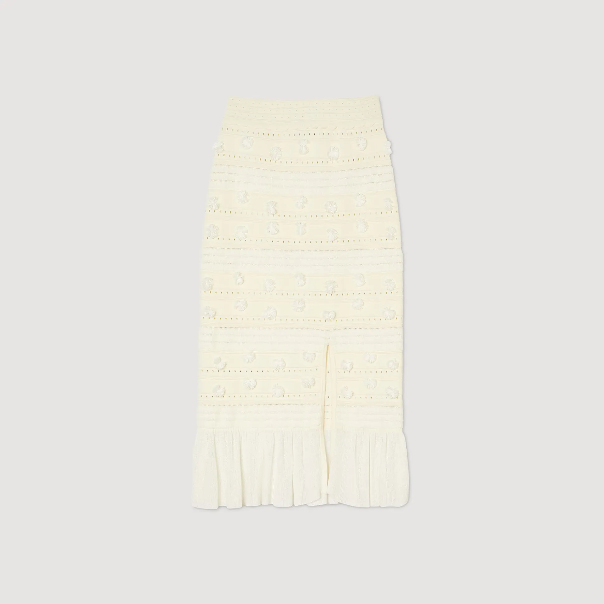 Jupe Midi En Maille Ajourée