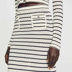 Jupe Midi En Maille Rayée