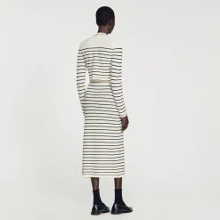 Jupe Midi En Maille Rayée