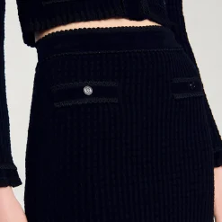 Jupe Midi En Maille Velours