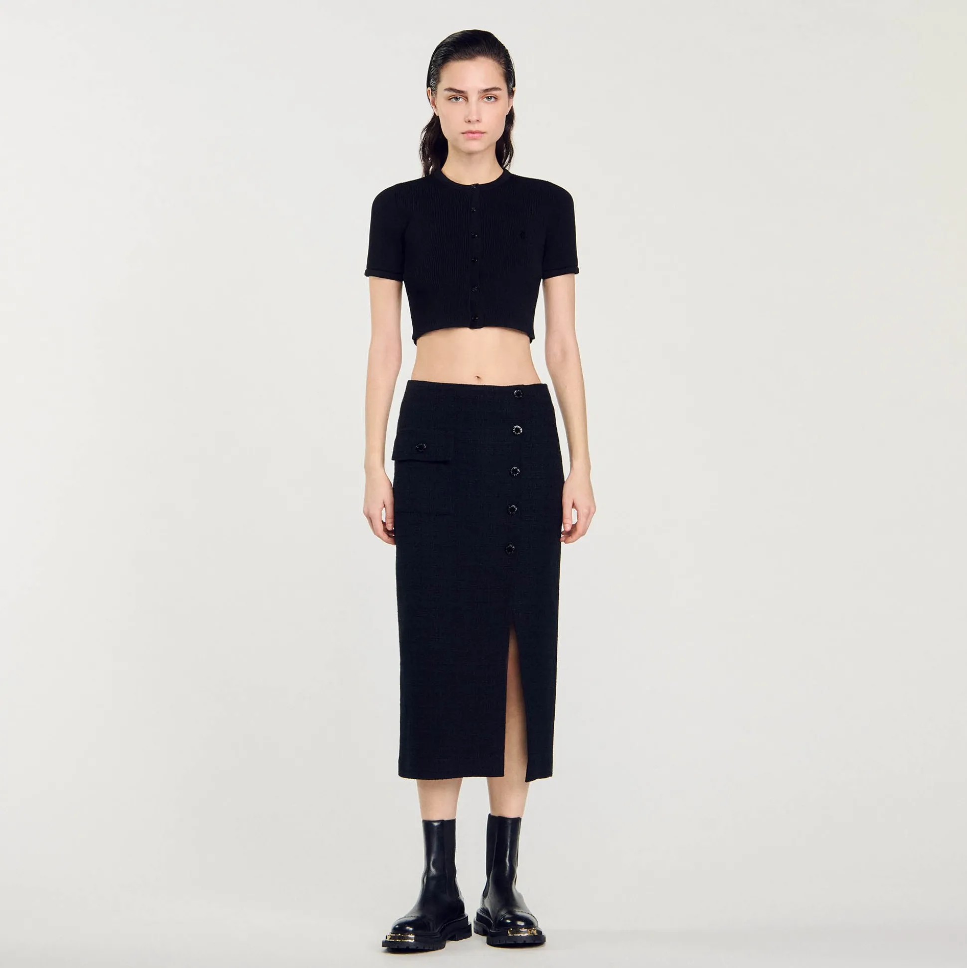 Jupe Midi En Tweed
