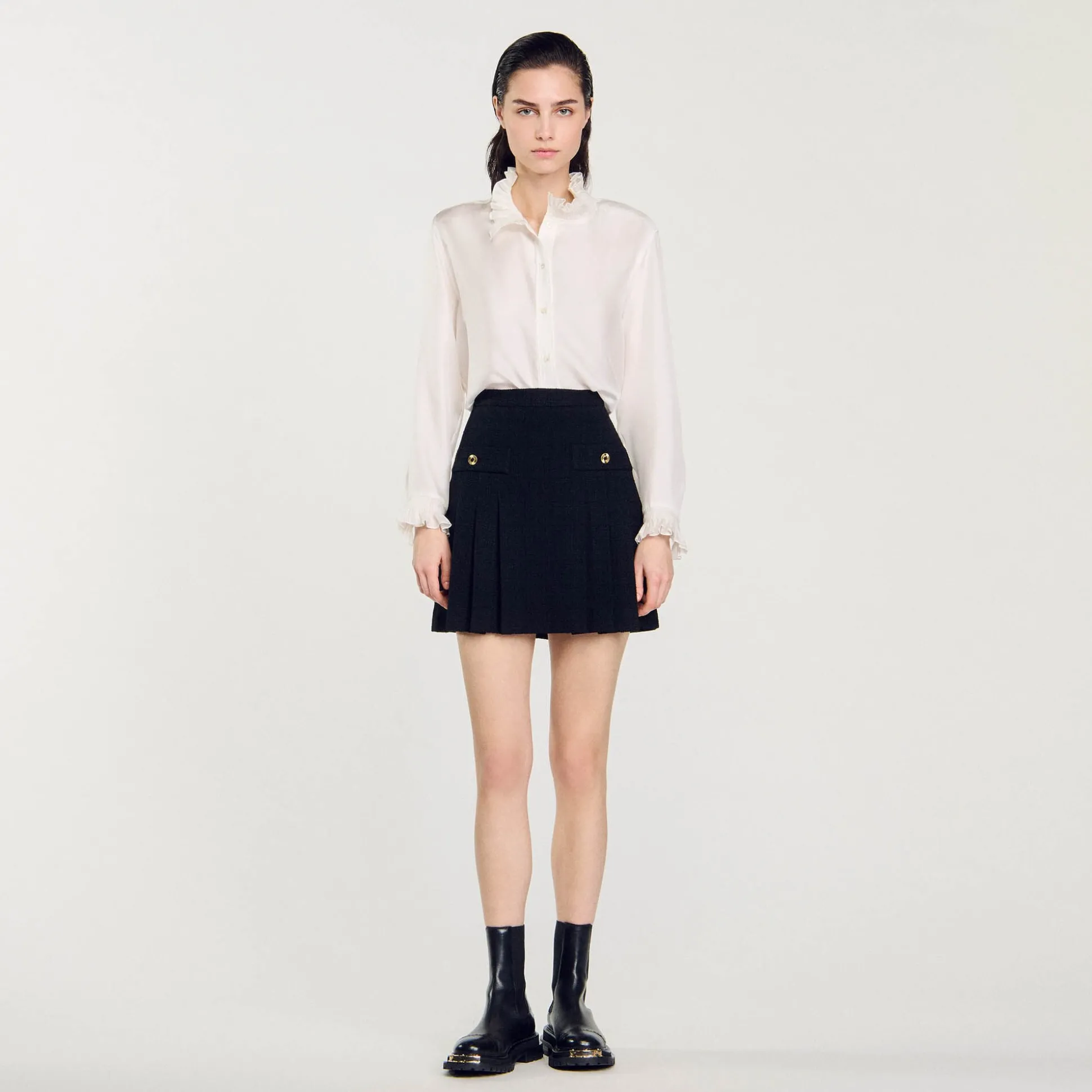 Jupe Plissée En Tweed