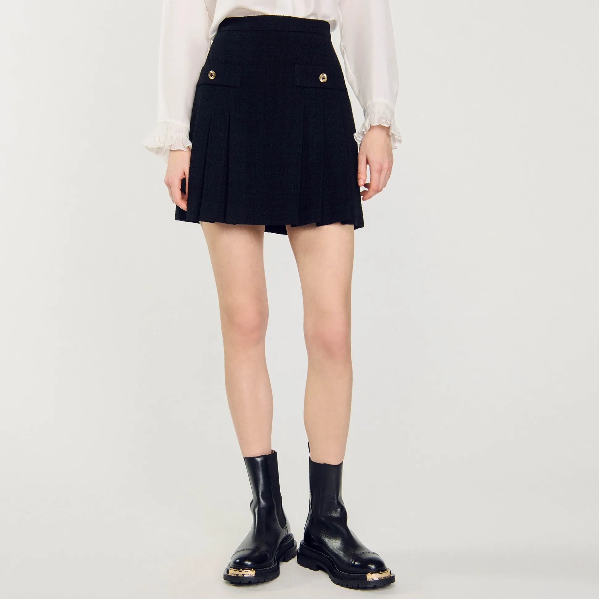 Jupe Plissée En Tweed