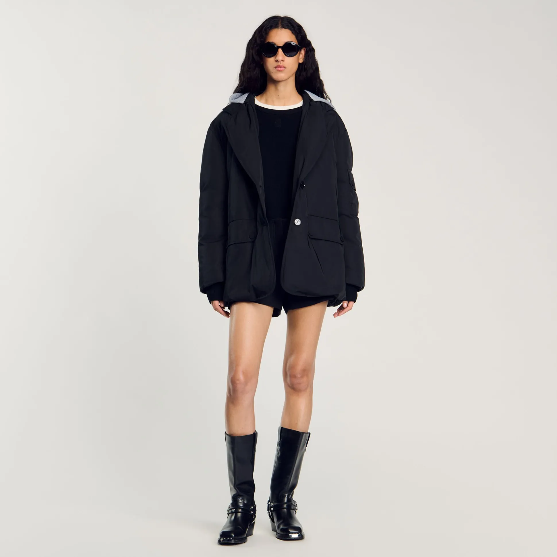 Manteau à Capuche Contrastée