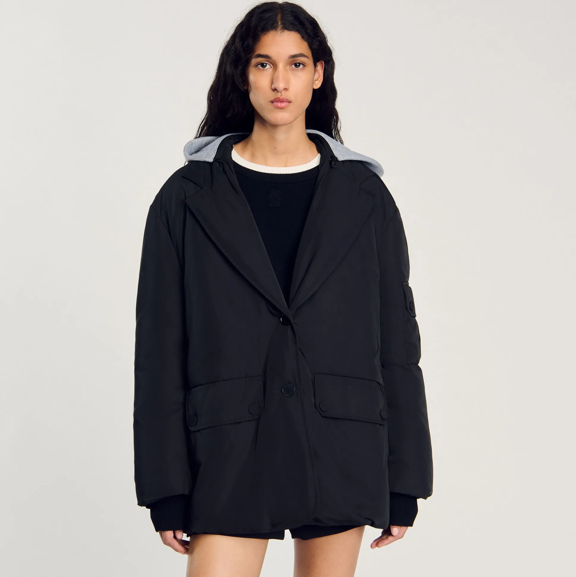 Manteau à Capuche Contrastée