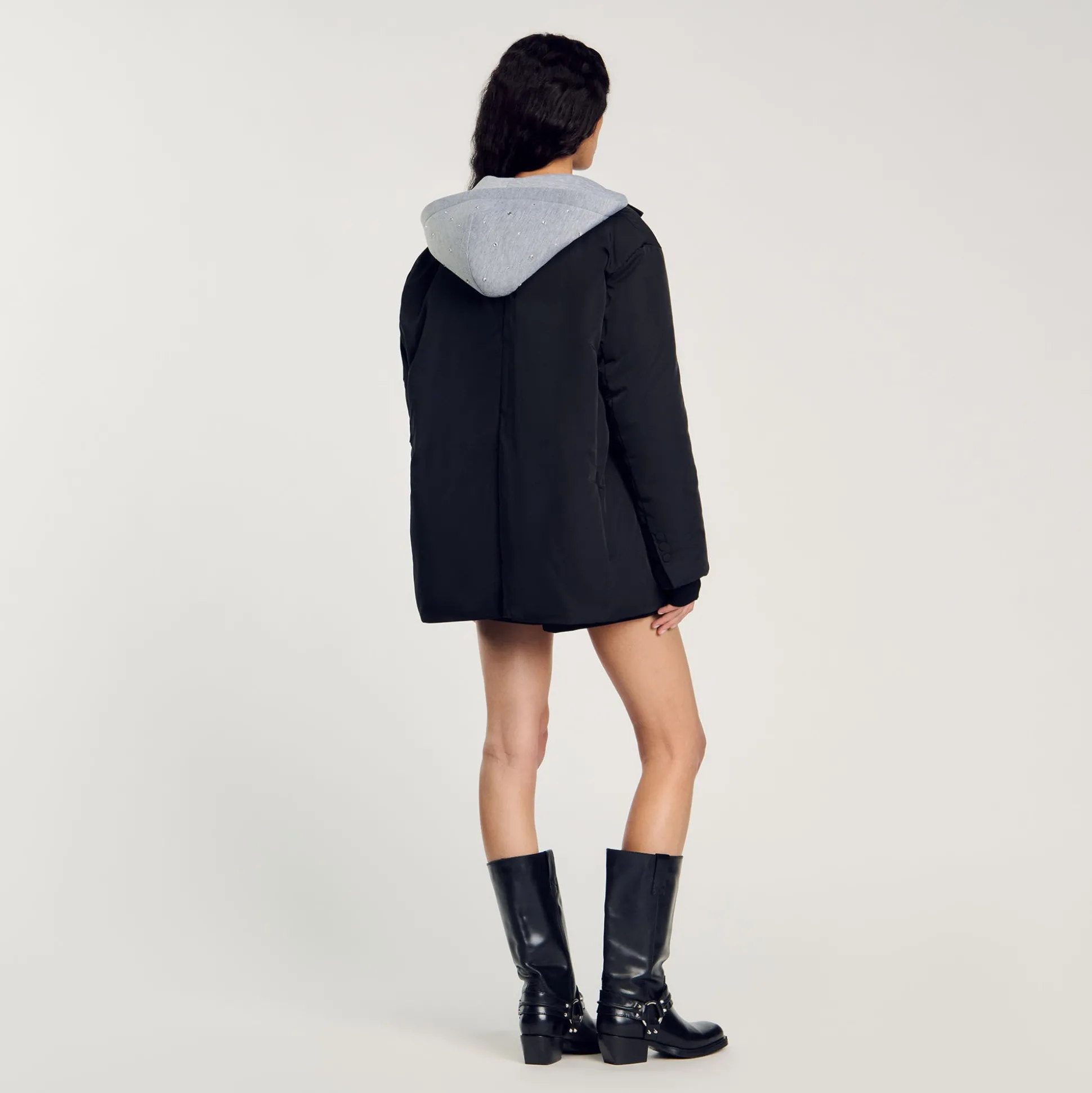 Manteau à Capuche Contrastée