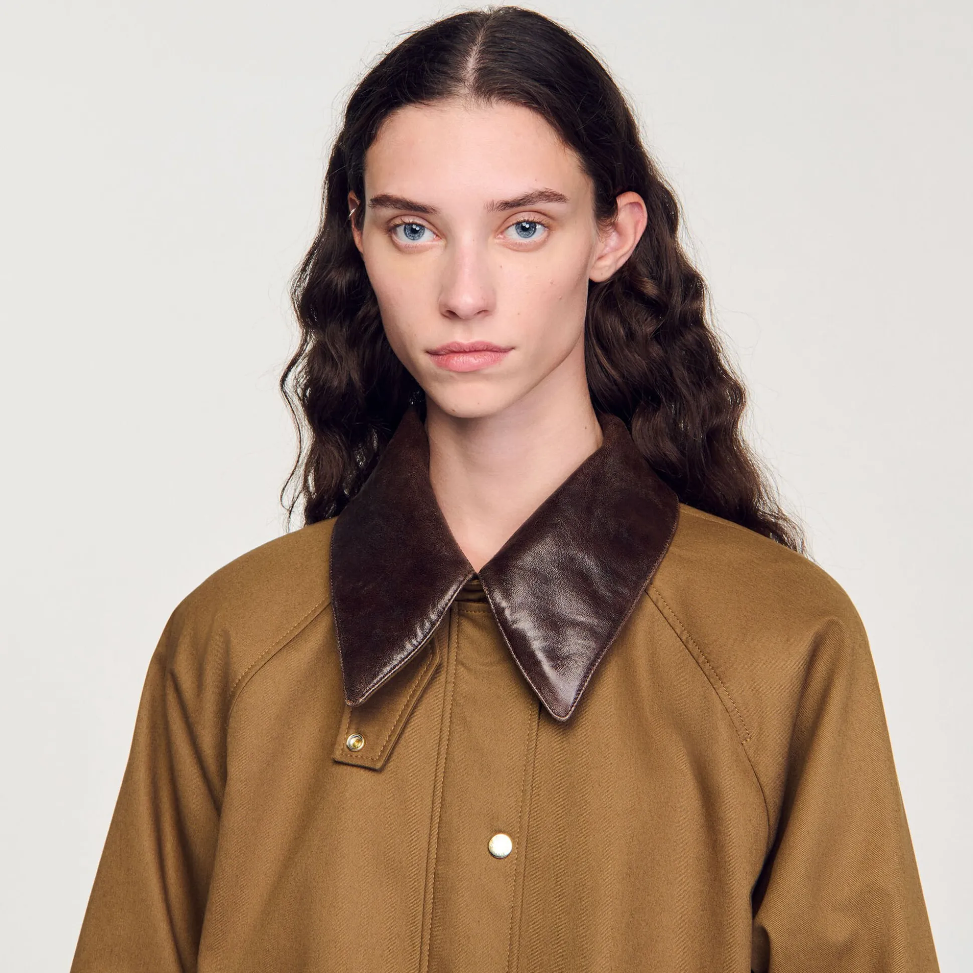 Manteau Col En Cuir