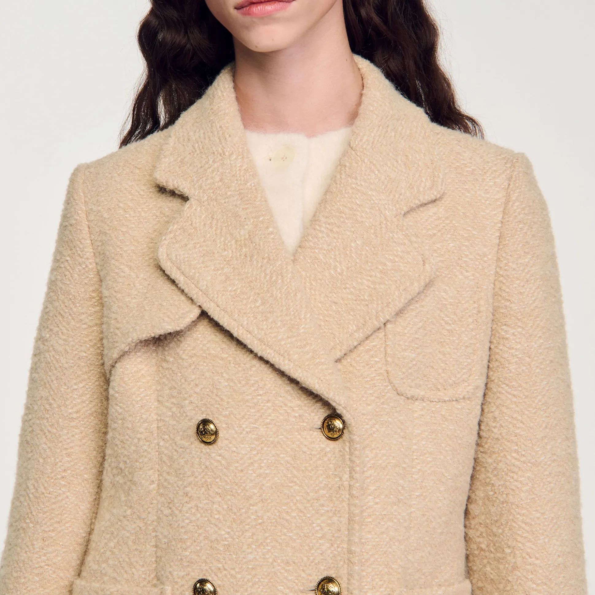 Manteau Long à Boutonnage Croisé