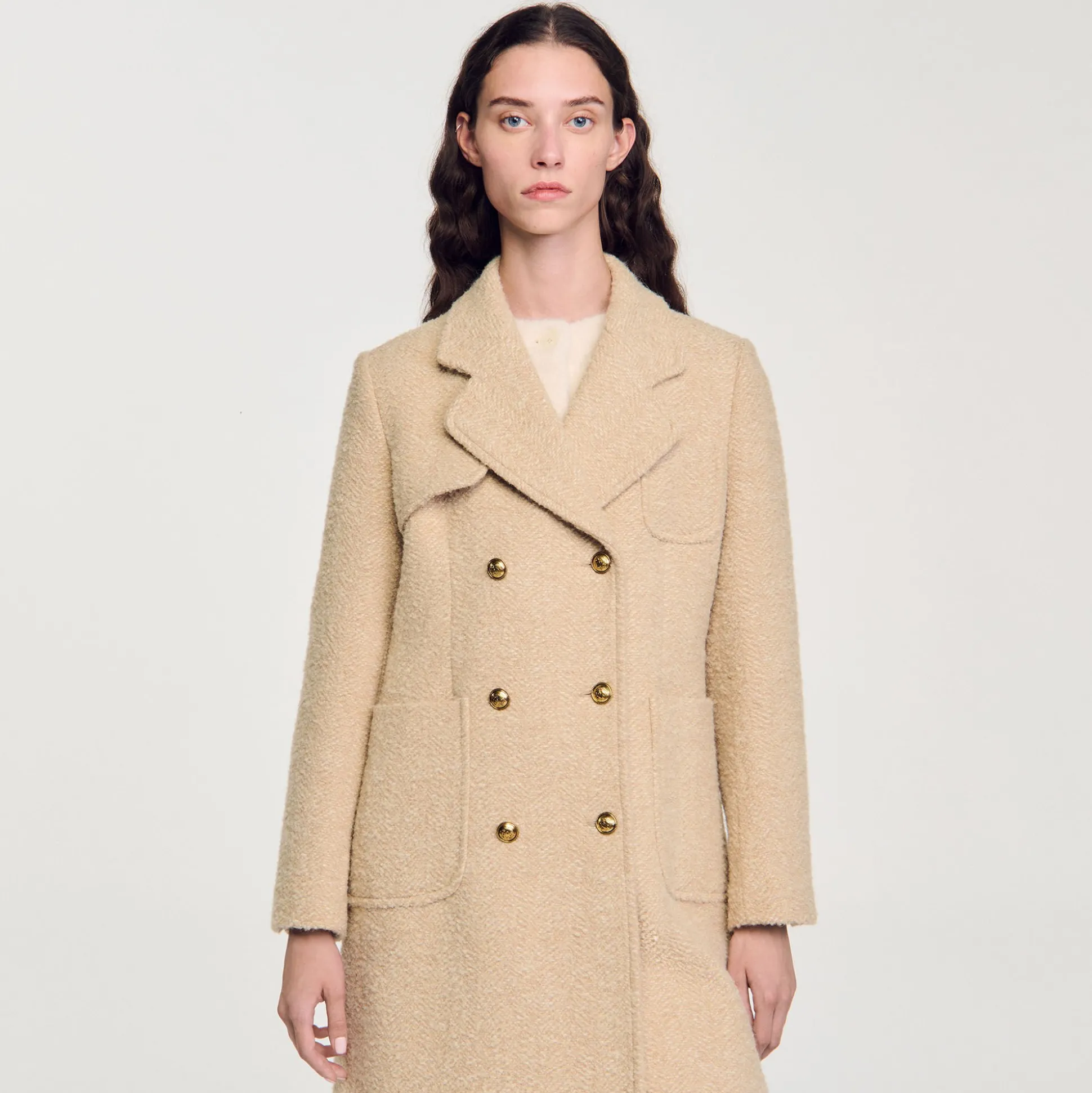 Manteau Long à Boutonnage Croisé
