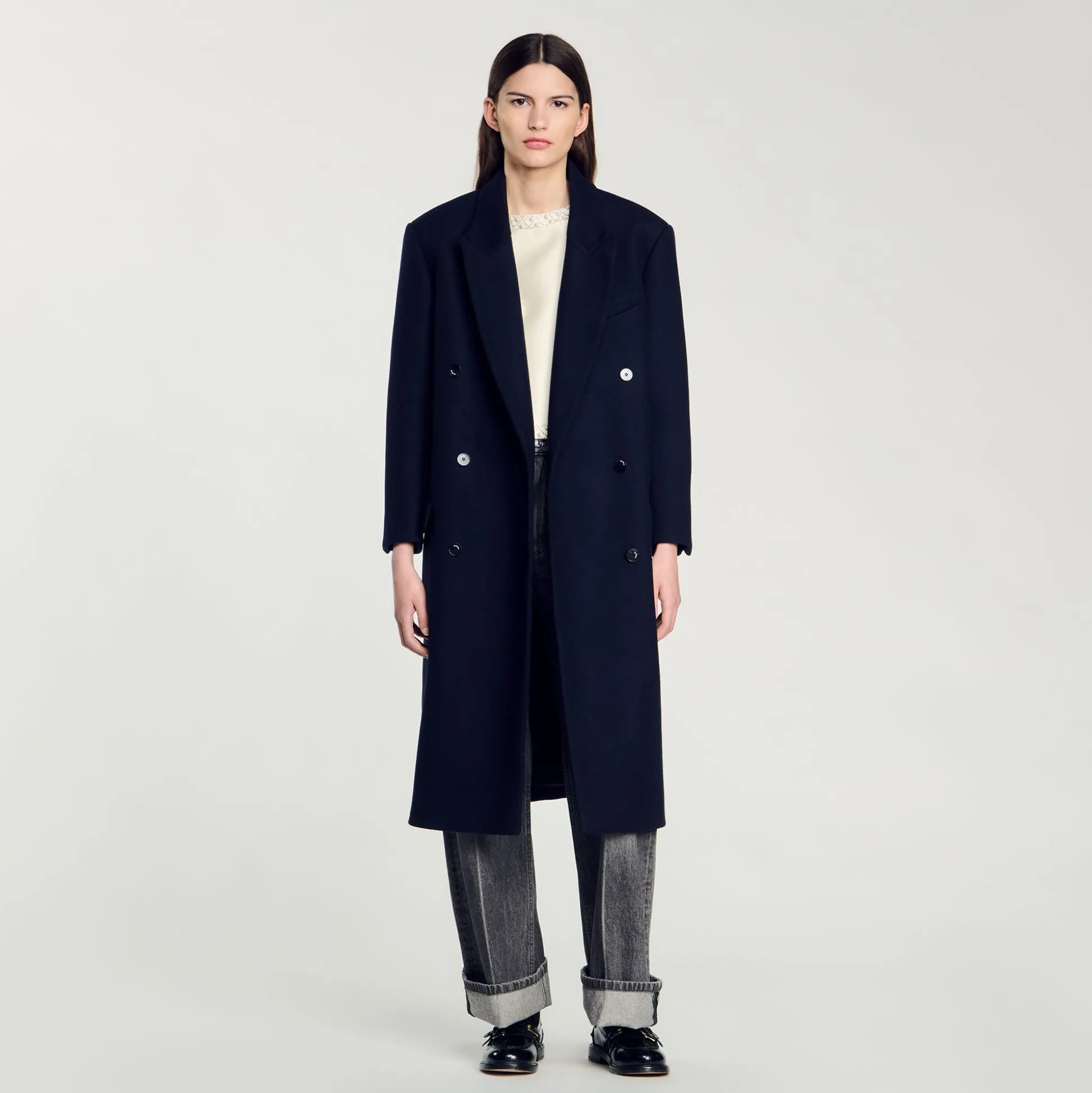 Manteau Long En Laine Mélangée