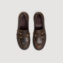 Mocassins En Cuir Patiné