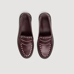 Mocassins Strassés Et Cloutés En Cuir