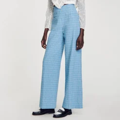 Pantalon De Costume Large En Tweed