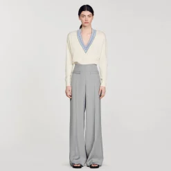 Pantalon De Costume évasé Taille Haute