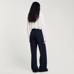 Pantalon Droit à Fines Rayures