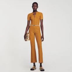 Pantalon En Maille Métallisée