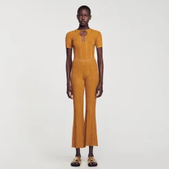 Pantalon En Maille Métallisée