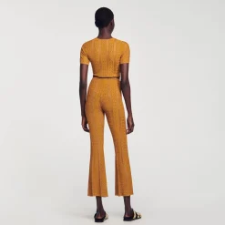 Pantalon En Maille Métallisée