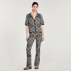 Pantalon Jacquard Fleur